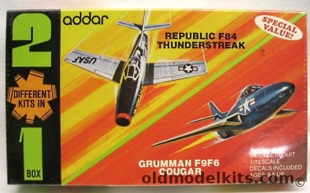 Addar 1/80 Republic F-84 Thunderstreak and Grumman F9F-6 Cougar - (Ex-Comet and Aurora) - (F9F6), 903 plastic model kit